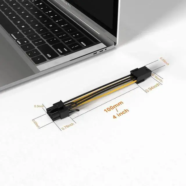 Alt view image 2 of 6 - 2-Pack 10cm (4 Inches) PCIe 6 Pin to 8 Pin Graphics Card Power Adapter Cable