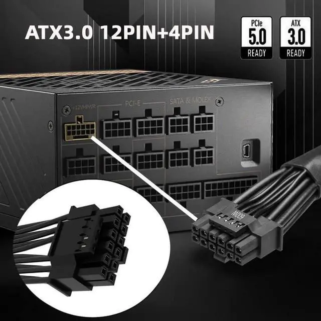 Alt view image 7 of 7 - ATX 3.0 PCIe 5.0 12VHPWR 16Pin to 16Pin Modular PSU Cable, 12+4Pin GPU Power Cord for RTX 3080 3090 Ti