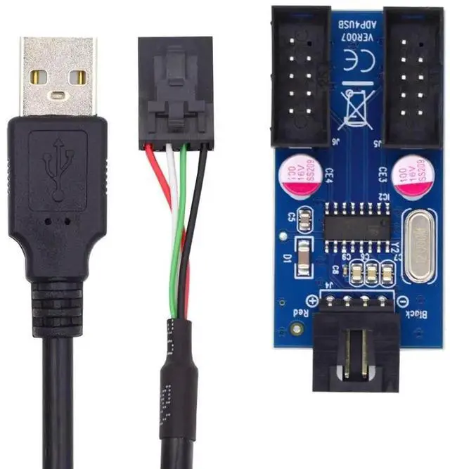 Alt view image 4 of 7 - USB 2.0 Front Panel Header 9/10Pin 1-to-2 Splitter Cable, Motherboard Internal Header Extension Adapter