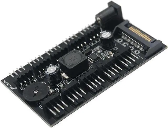 Main image of SATA Powered 10-Port 4-Pin PWM Fan Hub Splitter, Supports 3Pin/4Pin Fans for Radiator Cooling