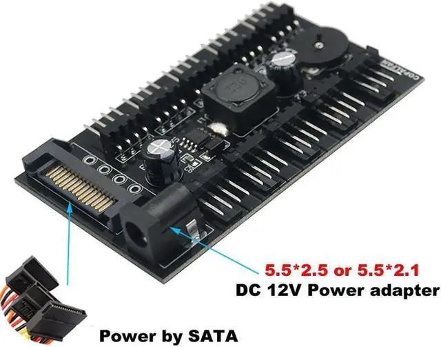 Alt view image 3 of 3 - SATA Powered 10-Port 4-Pin PWM Fan Hub Splitter, Supports 3Pin/4Pin Fans for Radiator Cooling