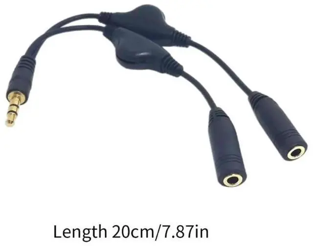 Main image of 3.5mm Audio Y Splitter Cable with Volume Control, Single Male to Dual Female Headphone Microphone Splitter Adapter