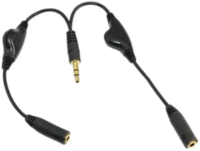Alt view image 3 of 3 - 3.5mm Audio Y Splitter Cable with Volume Control, Single Male to Dual Female Headphone Microphone Splitter Adapter