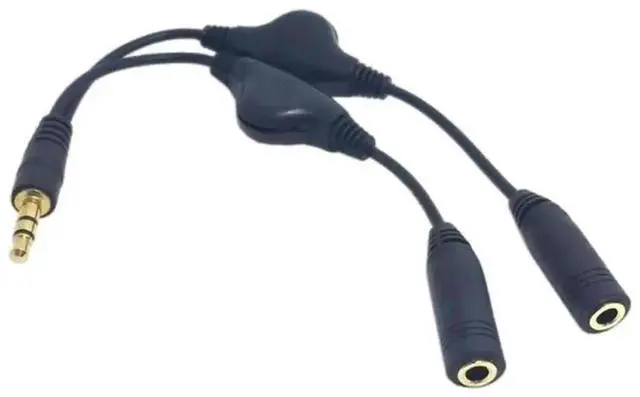 Alt view image 2 of 3 - 3.5mm Audio Y Splitter Cable with Volume Control, Single Male to Dual Female Headphone Microphone Splitter Adapter