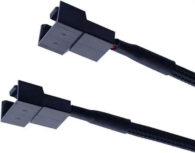 Alt view image 5 of 6 - 10 Inch Black Sleeved Molex LP4 to Dual 3Pin/4Pin PWM Fan Y Splitter Cable, LP4 to 2×TX3/TX4 PC Cooling Fan Power Adapter