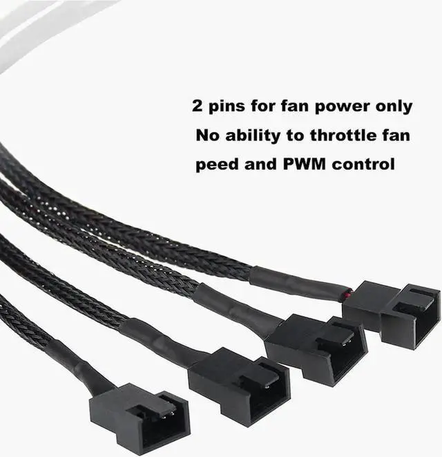 Alt view image 2 of 6 - Molex to 3 Pin 4 Pin Fan Sleeved Power Splitter Cable Adapter,Molex LP4 to 4 x TX3 / TX4 (PWM) 12V PC Case Fan Cooler Y Splitter Power Extension Cord - 10 Inch,Black