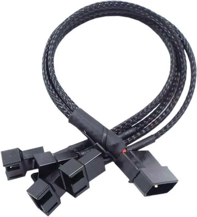 Alt view image 3 of 6 - Molex to 3 Pin 4 Pin Fan Sleeved Power Splitter Cable Adapter,Molex LP4 to 4 x TX3 / TX4 (PWM) 12V PC Case Fan Cooler Y Splitter Power Extension Cord - 10 Inch,Black