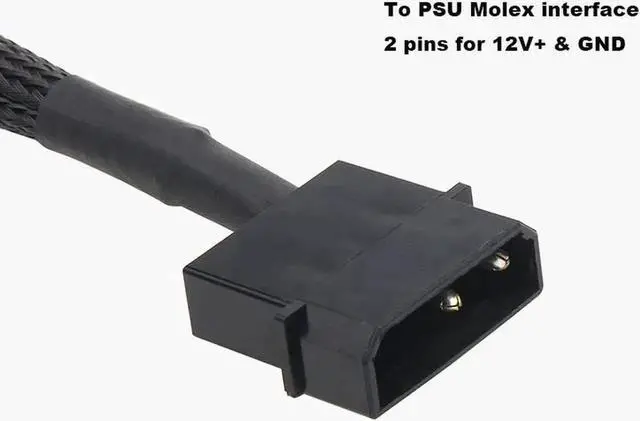 Alt view image 4 of 6 - Molex to 3 Pin 4 Pin Fan Sleeved Power Splitter Cable Adapter,Molex LP4 to 4 x TX3 / TX4 (PWM) 12V PC Case Fan Cooler Y Splitter Power Extension Cord - 10 Inch,Black