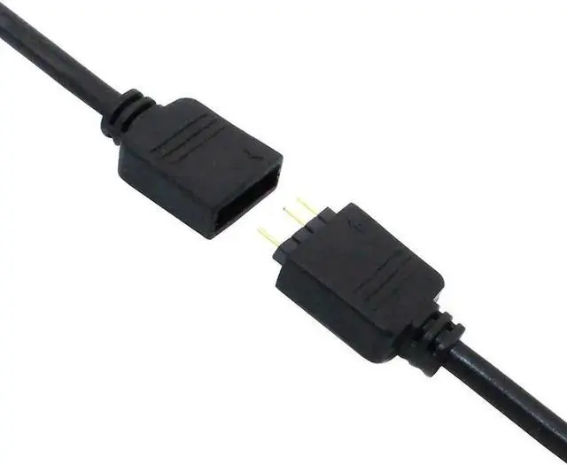 Alt view image 2 of 5 - 2 Pack 1 Foot 5V 3-Pin RGB Splitter Cable, 1 Female to 4 Female RBW LED Strip Extension Cord, 4-Port AURA RGB Lighting Hub with Gender Changer Adapter
