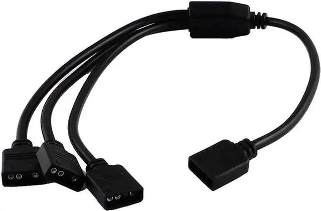 Alt view image 2 of 5 - 2 Pack 1 Foot 5V 3-Pin RGB Splitter Cable, 1 Female to 3 Female RBW LED Strip Extension Cord, 3-Port AURA RGB Lighting Hub with Gender Changer Adapter