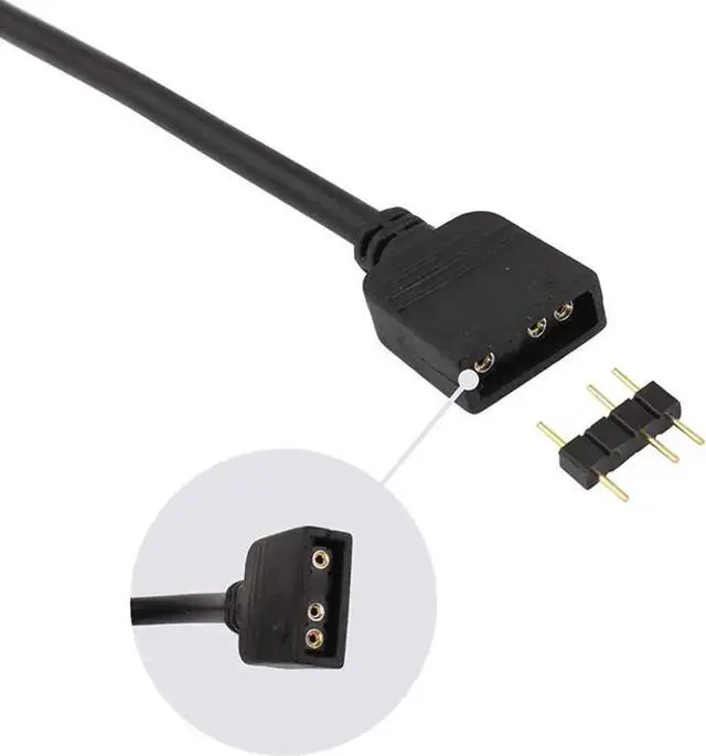 Alt view image 3 of 5 - 2 Pack 1 Foot 5V 3-Pin RGB Splitter Cable, 1 Female to 3 Female RBW LED Strip Extension Cord, 3-Port AURA RGB Lighting Hub with Gender Changer Adapter
