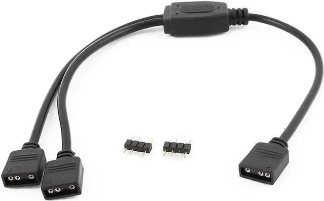 Alt view image 2 of 4 - 2 Pack 1Ft 5V 3-Pin RGB Splitter Cable, 1 Female to 2 Female RBW LED Strip Extension Cord, 2-Port AURA RGB Lighting Hub with Gender Changer Adapter