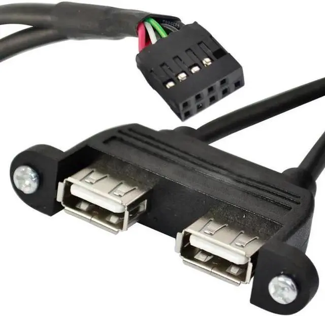 Main image of 50cm Dual USB 2.0 A Female Panel Mount Cable to 10-Pin Motherboard Internal Header