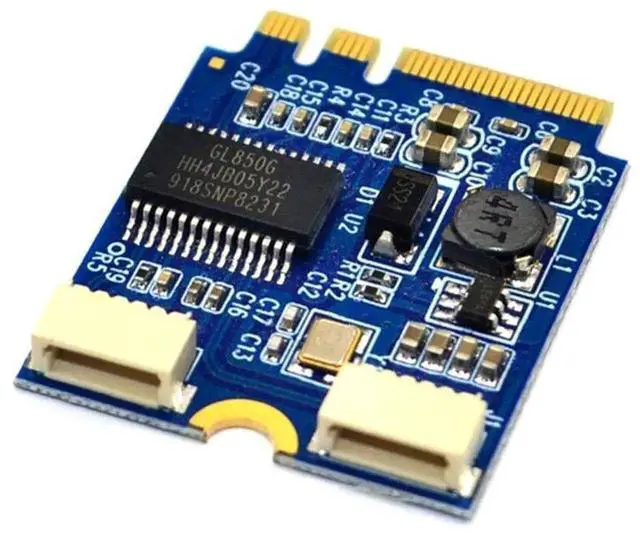 Alt view image 2 of 7 - M.2 NGFF Key A-E Riser Expansion Card, M.2 to Dual USB 2.0 Ports Adapter Cable, Desktop Internal USB 2.0 Port Multiplier Hub Converter