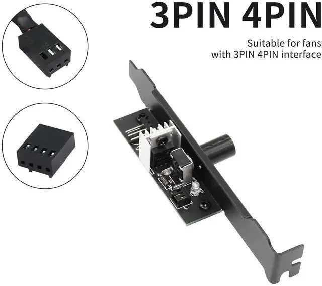 Alt view image 2 of 7 - 12V 3-Channel PC Fan Speed Controller Hub with Manual Knob, IDE 4-Pin Powered, Supports 3Pin/4Pin PWM CPU & Chassis Cooling Fans