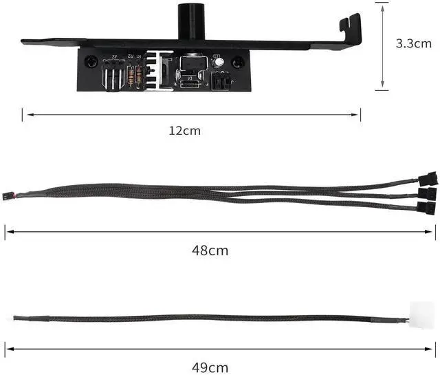 Alt view image 6 of 7 - 12V 3-Channel PC Fan Speed Controller Hub with Manual Knob, IDE 4-Pin Powered, Supports 3Pin/4Pin PWM CPU & Chassis Cooling Fans