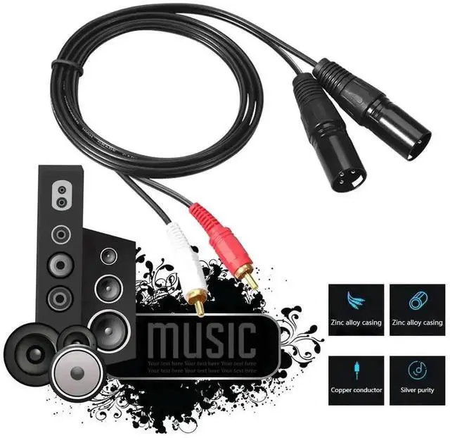 Alt view image 4 of 4 - 2 RCA Male to Dual XLR Male Stereo Audio Cable, Professional Signal Adapter Cord for Mixer, Microphone & Headphone Amplifier