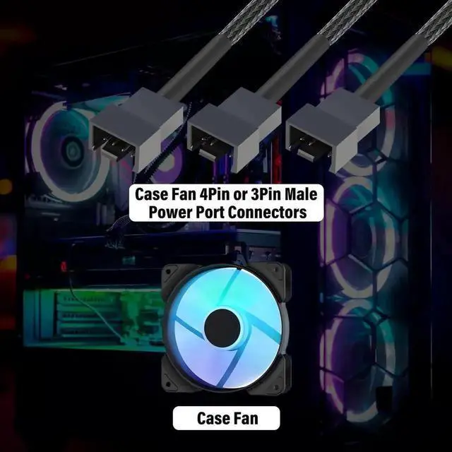 Alt view image 6 of 7 - 2 Pack 12.8 Inch 4 Pin PWM Fan Splitter Cable, 1-to-Many Fan Extension Cord Compatible with 3Pin & 4Pin PC Case Cooling Fans & Motherboard Headers