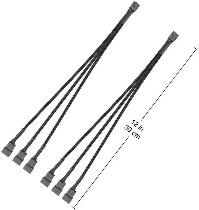 Alt view image 2 of 7 - 2 Pack 12.8 Inch 4 Pin PWM Fan Splitter Cable, 1-to-Many Fan Extension Cord Compatible with 3Pin & 4Pin PC Case Cooling Fans & Motherboard Headers