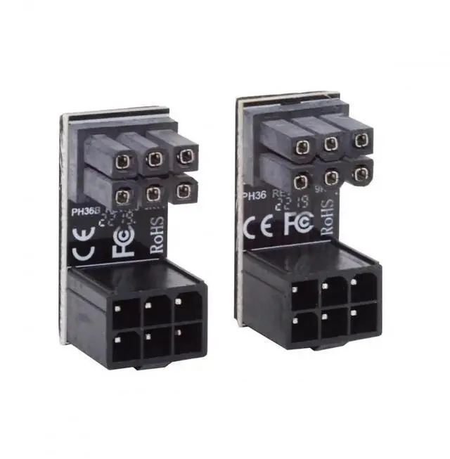 Main image of 2 Pack 360° Adjustable ATX 6Pin Male to Female GPU Power Angle Adapter, 12V Graphics Card Power Connector