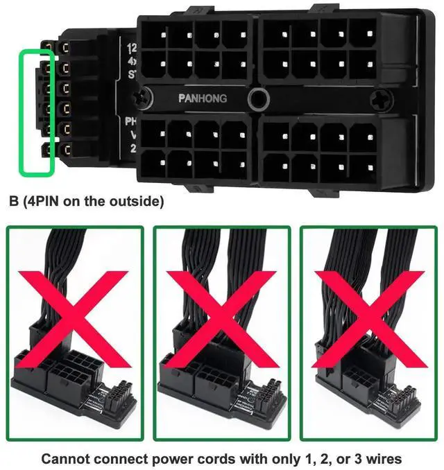 Alt view image 2 of 7 - 180° Angled 12VHPWR 16Pin to 4×8Pin GPU Power Adapter, PCIe 5.0 ATX 3.0 600W Type B Connector for RTX 4090 / 3090Ti