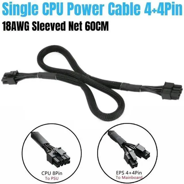 Alt view image 4 of 6 - 60cm Sleeved 4+4 Pin CPU Modular Power Cable Compatible with Corsair RMx Series PSU RM550x/RM650x/RM750x/RM850x/RM1000x