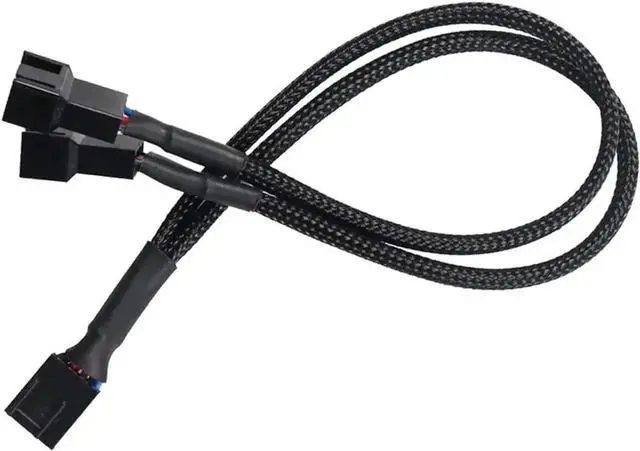 Alt view image 2 of 7 - 2 Pack 10 Inch Sleeved 1-to-2 PWM Fan Splitter Cable, Black Braided 2-Way PC Fan Extension Cord Compatible with 3-Pin & 4-Pin CPU Chassis Fans