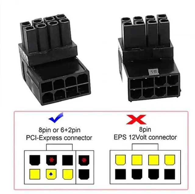 Alt view image 2 of 7 - 2 Pack 90° Up & Down Angled ATX 8Pin Male to Female GPU Power Port Adapter