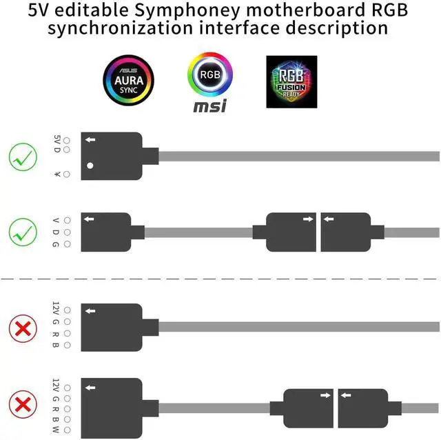 Alt view image 6 of 7 - 10-Port 3Pin 5V RGB LED Splitter Hub with 50CM Extension Cable