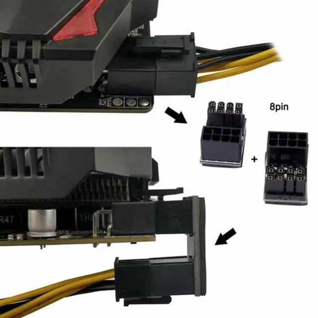 Alt view image 3 of 6 - 2 Pack 360° Rotatable Up/Down Angled ATX 8Pin Male to Female 12V GPU Power Adapter Connector