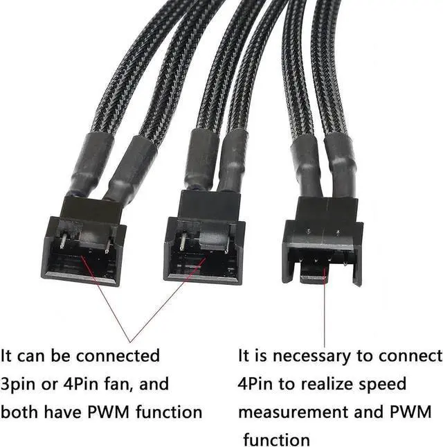 Alt view image 3 of 6 - 2 Pack SATA Power to 3/4 Pin PWM Fan Splitter Hub, 12V Desktop Chassis Cooling Fan Power Adapter