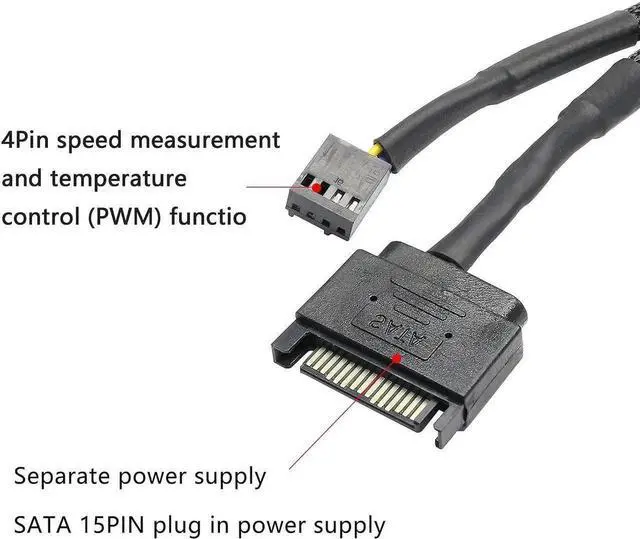 Alt view image 6 of 6 - 2 Pack SATA Power to 3/4 Pin PWM Fan Splitter Hub, 12V Desktop Chassis Cooling Fan Power Adapter