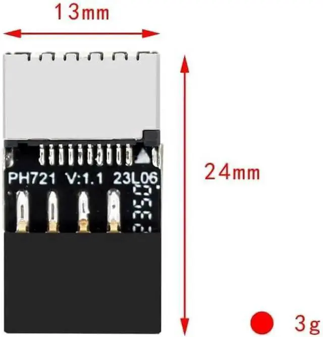 Alt view image 6 of 7 - 6Pcs PH721 Motherboard USB2.0 9Pin Header Male to Female Type-E Adapter, Internal USB-C Front Panel Port Converter