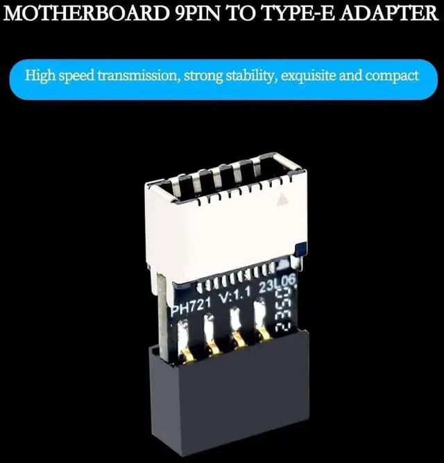 Alt view image 3 of 7 - 6Pcs PH721 Motherboard USB2.0 9Pin Header Male to Female Type-E Adapter, Internal USB-C Front Panel Port Converter