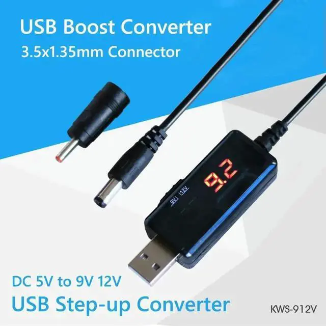 Alt view image 2 of 3 - DC 5V to 9V/12V Step-Up Boost Converter with 3.5×1.35mm DC Cable & LED Voltage Display, Power Transformer for Router, ONU Modem & WiFi Devices