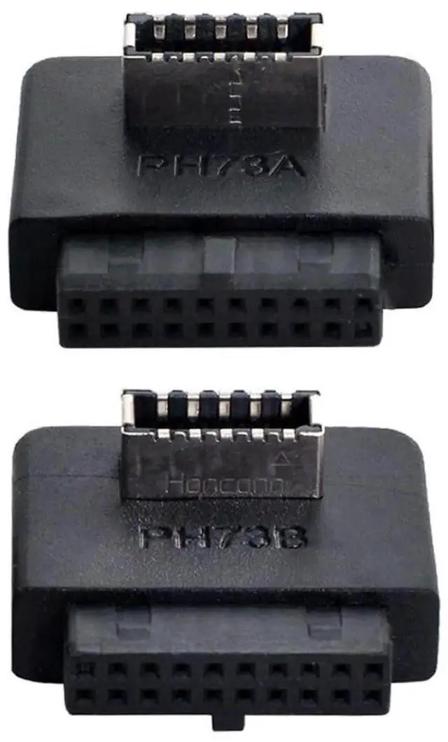 Alt view image 4 of 7 - 2 Pack Overmolded USB 3.0 19/20Pin Internal Header to USB 3.1 Type-E Front Panel Extension Adapter