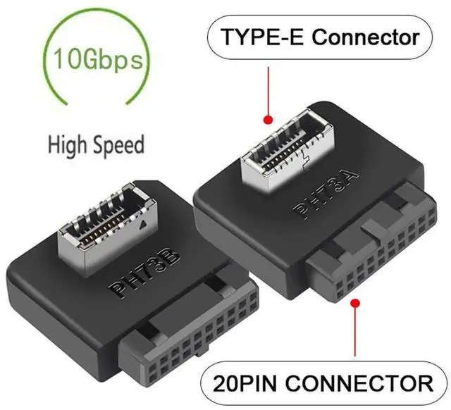 Alt view image 7 of 7 - 2 Pack Overmolded USB 3.0 19/20Pin Internal Header to USB 3.1 Type-E Front Panel Extension Adapter