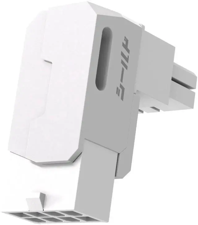 Main image of 1 Pack White Standard Type Shield Series Aluminum 90 Degree Angled 8-Pin PCIe GPU Power Adapter
