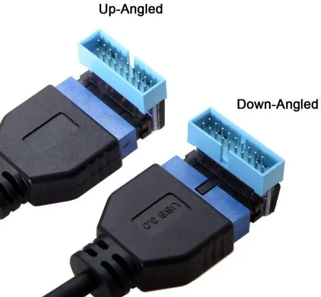 Alt view image 4 of 7 - 2 Pack 90 Degree Angled USB 3.0 19/20Pin Internal Header Male to Female Adapter, Motherboard Front Panel Gender Changer