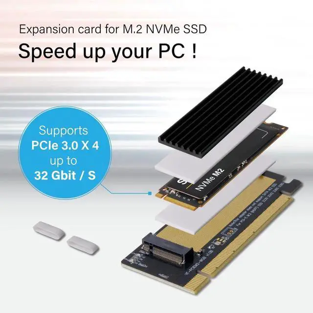 Alt view image 5 of 5 - M.2 NVMe SSD to PCIe 4.0 x16 Adapter Card with Heatsink, Compatible with 2230/2242/2260/2280 Form Factor NVMe M.2 Drives