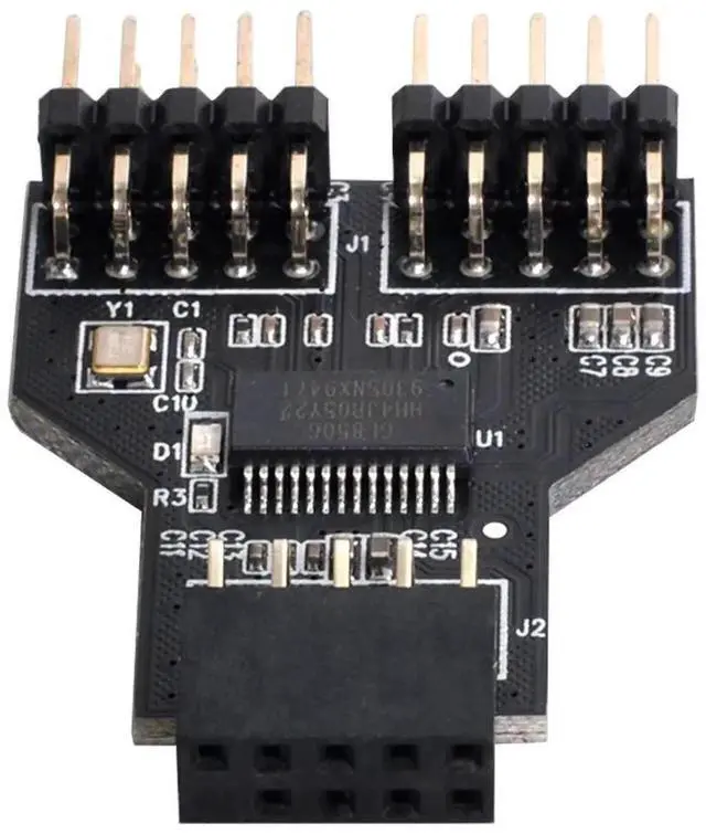Main image of Motherboard USB 2.0 Internal 9Pin/10Pin Header 1-to-2 Splitter Hub, Front Panel Extension Adapter