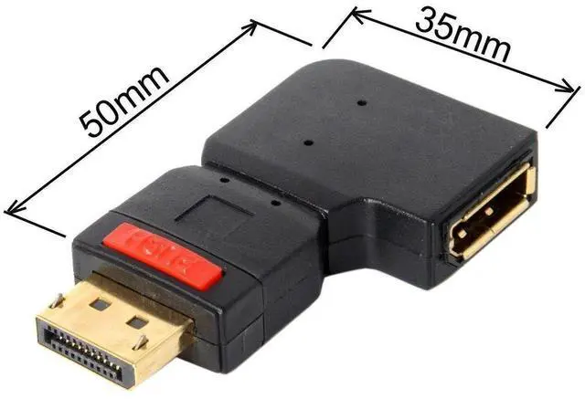 Alt view image 4 of 7 - 90 Degree Left Angle DisplayPort Male to Female Extension Adapter, Standard DP Right-Angled Connector Extender