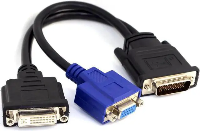 Alt view image 3 of 3 - 15cm DMS-59 Male to Dual Monitor Splitter Cable, DMS59 Plug to DVI 24+5 Female + VGA 15Pin Female Extension Cord