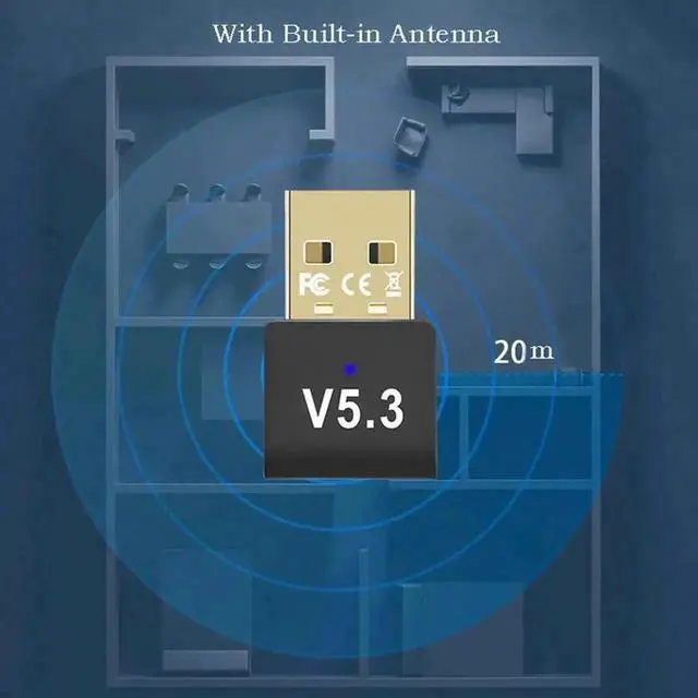 Alt view image 5 of 6 - USB Bluetooth 5.3 Dongle Wireless Adapter for PC, Connect Headphones, Speakers, Mice, Controllers, Printers & Smartphones