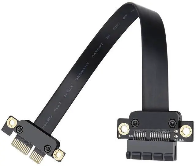 Alt view image 2 of 7 - PCI Express 36Pin X1 Extension Cable, 180 Degree Straight Angle PCIe 3.0 Riser Cord, 20cm Length
