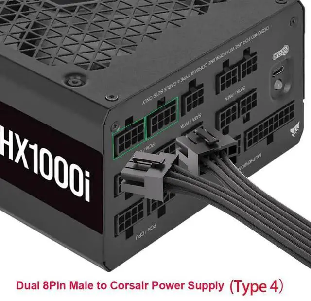 Alt view image 5 of 6 - 90 Degree 12VHPWR Adapter Type B Exclusively for Corsair PSU, PCIe 5.0 Dual PCIe 8Pin to 16Pin(12+4Pin) GPU Power Converter, 16AWG 600W, Compatible with RTX 4090/4080/4070Ti/3090Ti