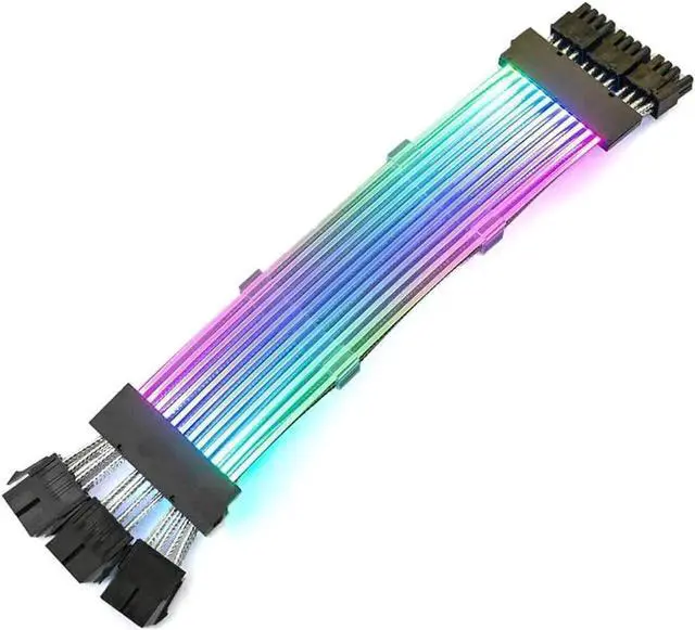 Alt view image 3 of 6 - 3×PCIe 8Pin ARGB GPU Power Extension Cable, 5V 3Pin Addressable RGB Synchronizable Graphics Card Extension Cord, 10.43 Inches Length