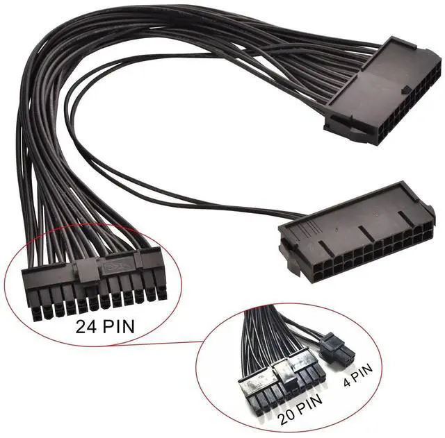 Alt view image 3 of 3 - Dual PSU ATX 24Pin Motherboard Adapter Cable, Secondary Power Supply Sync Cord, 32cm (12.6 Inch)