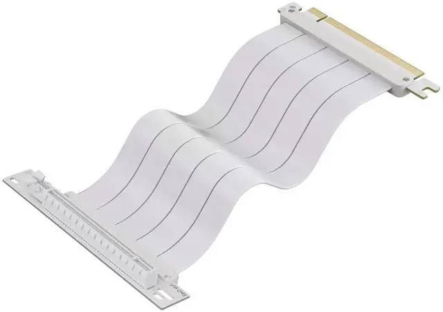 Main image of White PCIe 4.0 x16 GPU Riser Cable, High-Speed Flexible Graphics Card Extension Cord, 25cm Length