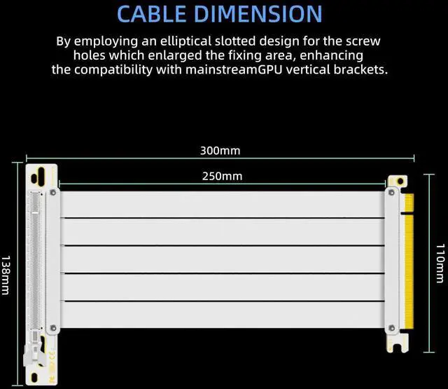 Alt view image 5 of 7 - White PCIe 4.0 x16 GPU Riser Cable, High-Speed Flexible Graphics Card Extension Cord, 25cm Length